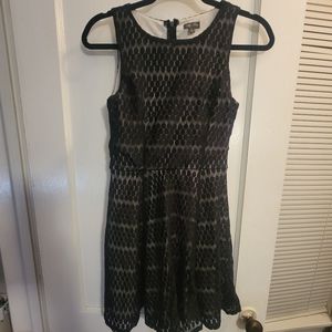 Black crochet type lace over white lining